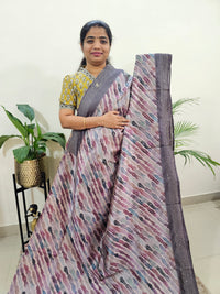 Semi Tussar with Kantha Emboridery Saree - Grey