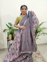 Semi Tussar with Kantha Emboridery Saree - Grey