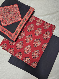 Cotton with Bagru Prints - Maroon with Black