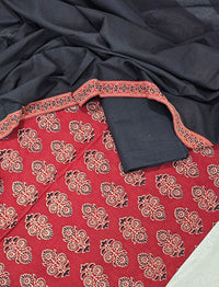 Cotton with Bagru Prints - Maroon with Black