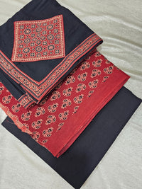 Cotton with Bagru Prints - Marron with Black