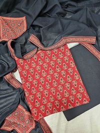 Cotton with Bagru Prints - Marron with Black