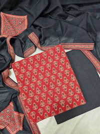 Cotton with Bagru Prints - Marron with Black