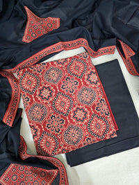 Cotton with Bagru Prints - Maroon with Black