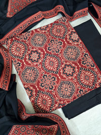 Cotton with Bagru Prints - Maroon with Black