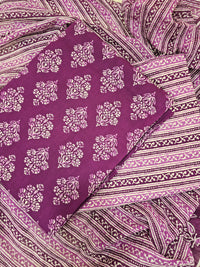 Mul Cotton Hand Block Printed Unstitched Suit -  Purple