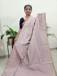 Premium Semi Raw Silk Saree - Pastel Pink with Magenta Pink