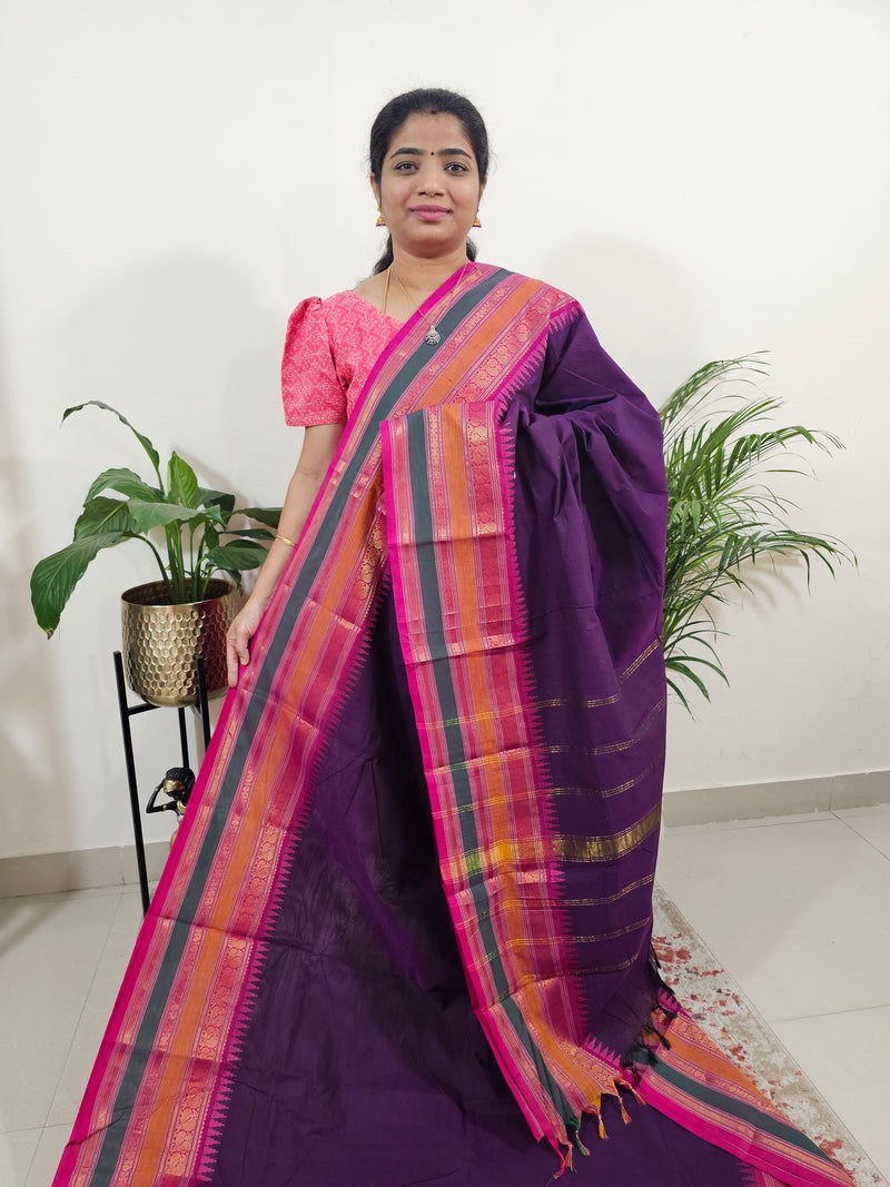 Kanchi Cotton Saree - Purple