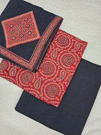 Cotton with Bagru Prints - Marron with Black