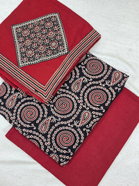 Cotton with Bagru Prints - Black with Maroon