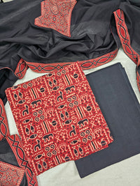 Cotton with Bagru Prints - Marron with Black