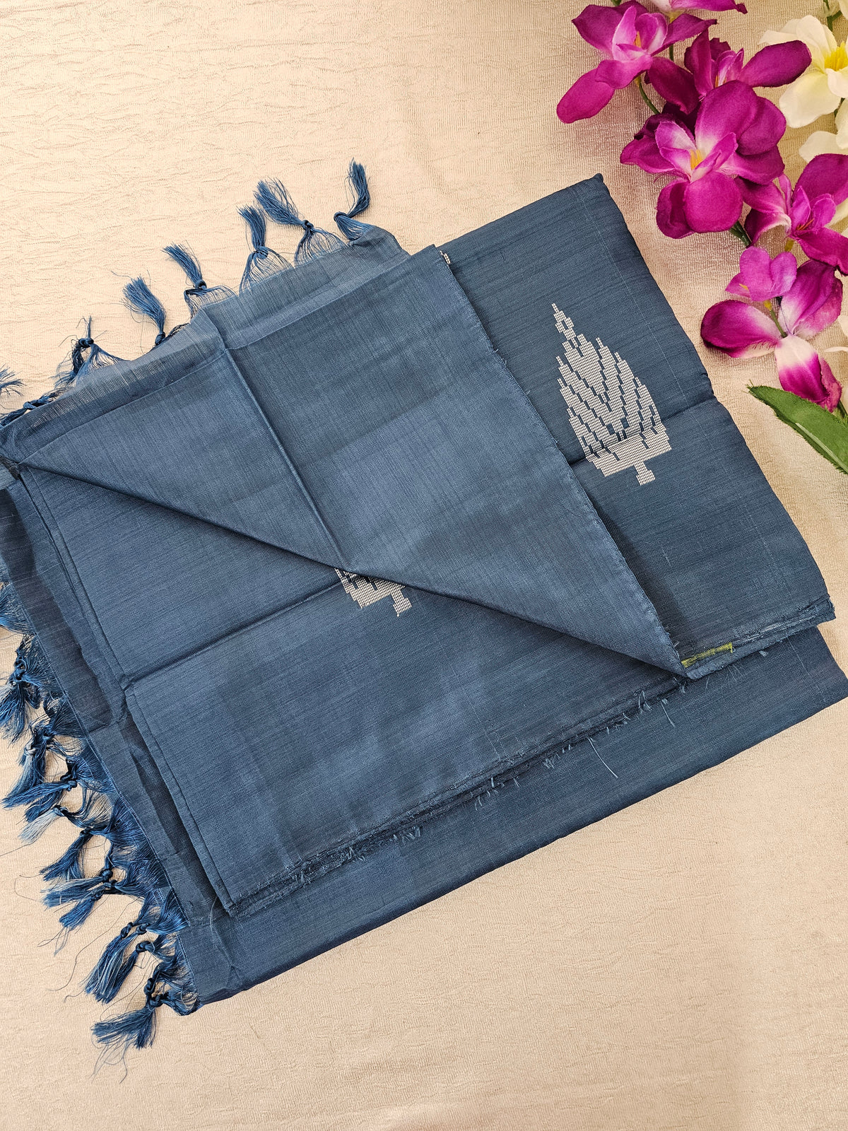 Chinnalampattu Saree - Peacock  Blue Monochrome