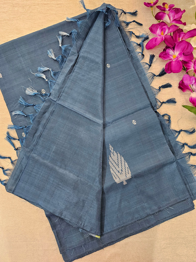 Chinnalampattu Saree - Peacock  Blue Monochrome