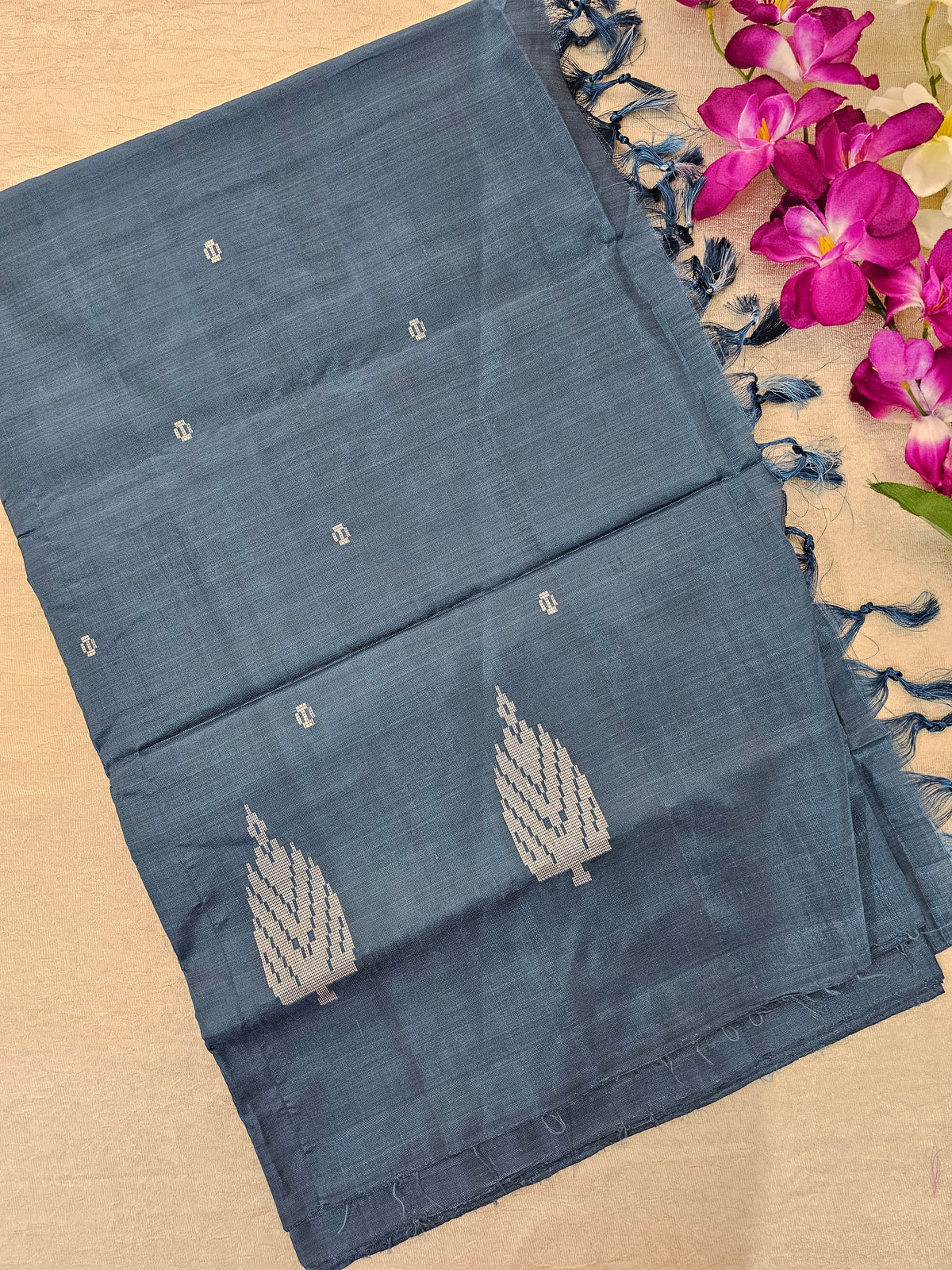 Chinnalampattu Saree - Peacock  Blue Monochrome