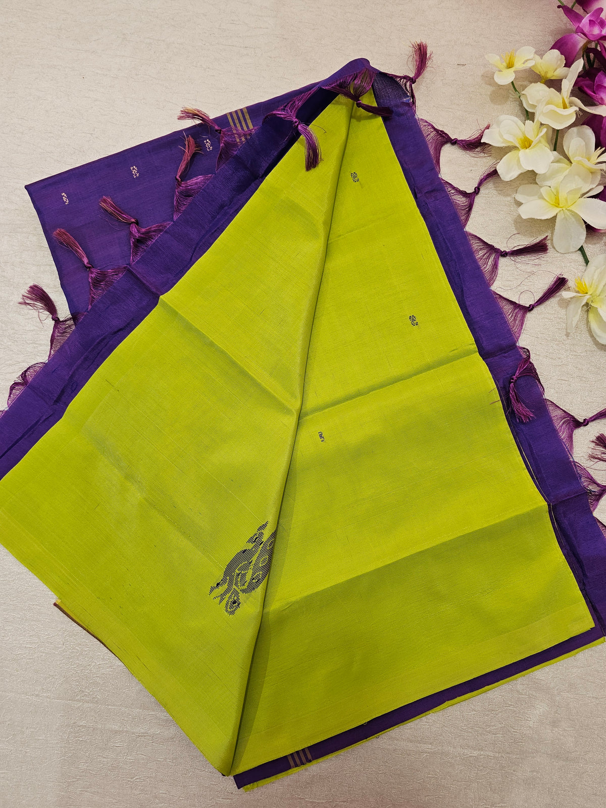 Chinnalampattu Saree - Green with Purple