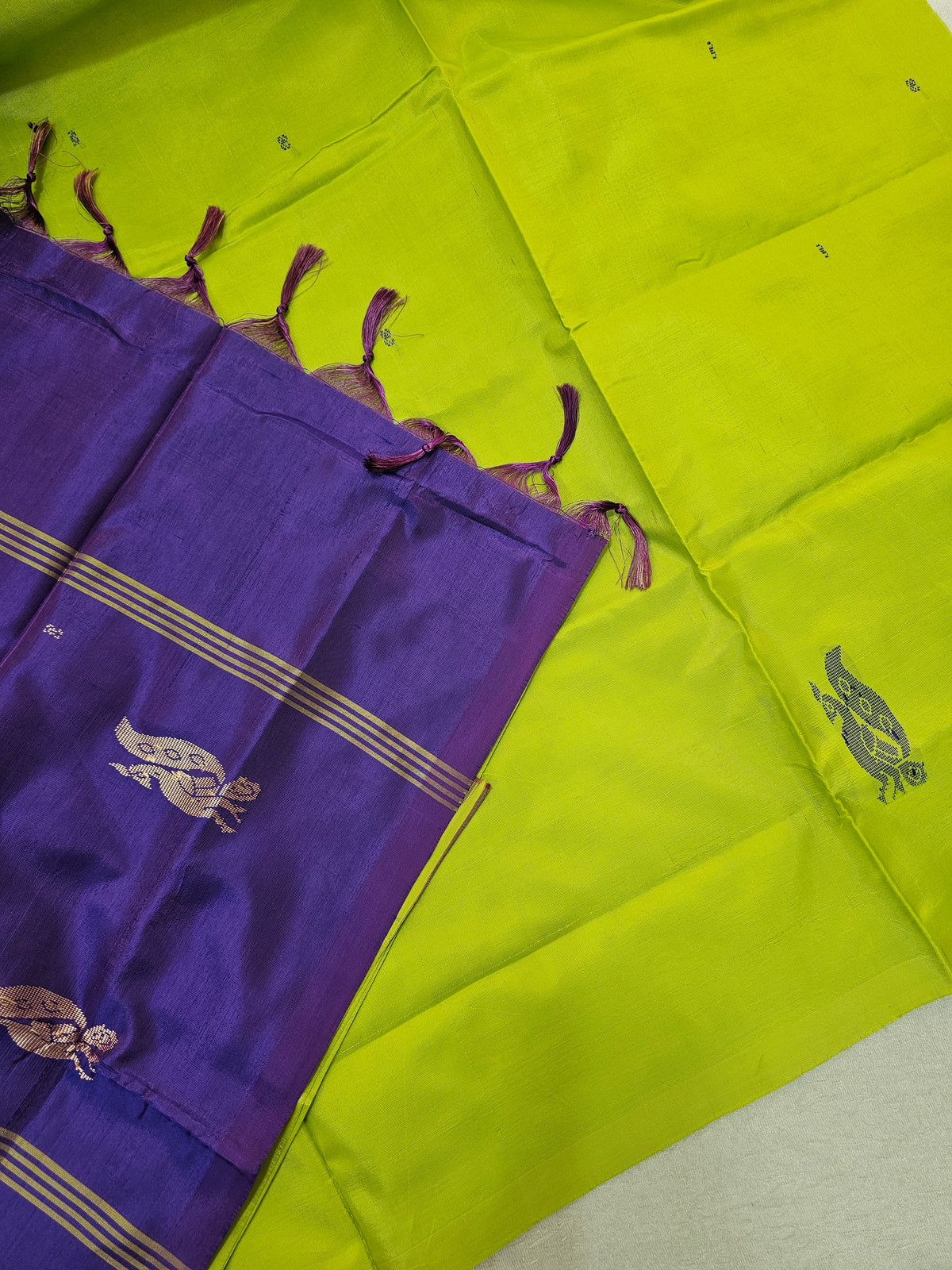 Chinnalampattu Saree - Green with Purple