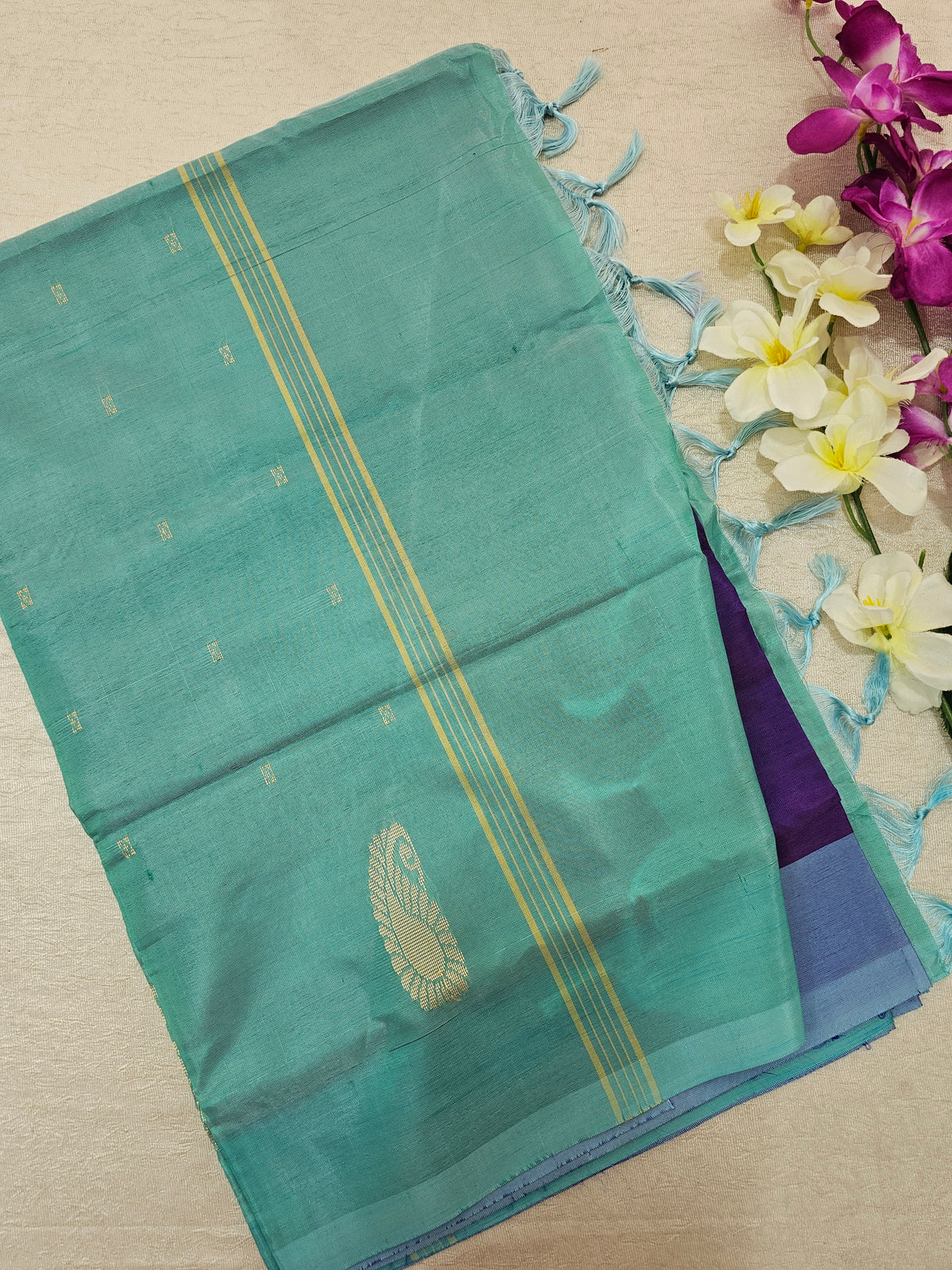 Chinnalampattu Saree - Purple with Sea Green