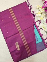 Chinnalampattu Saree - Sea Green with Magenta Pink