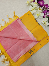 Chinnalampattu Saree - Pastel Pink with Yellow