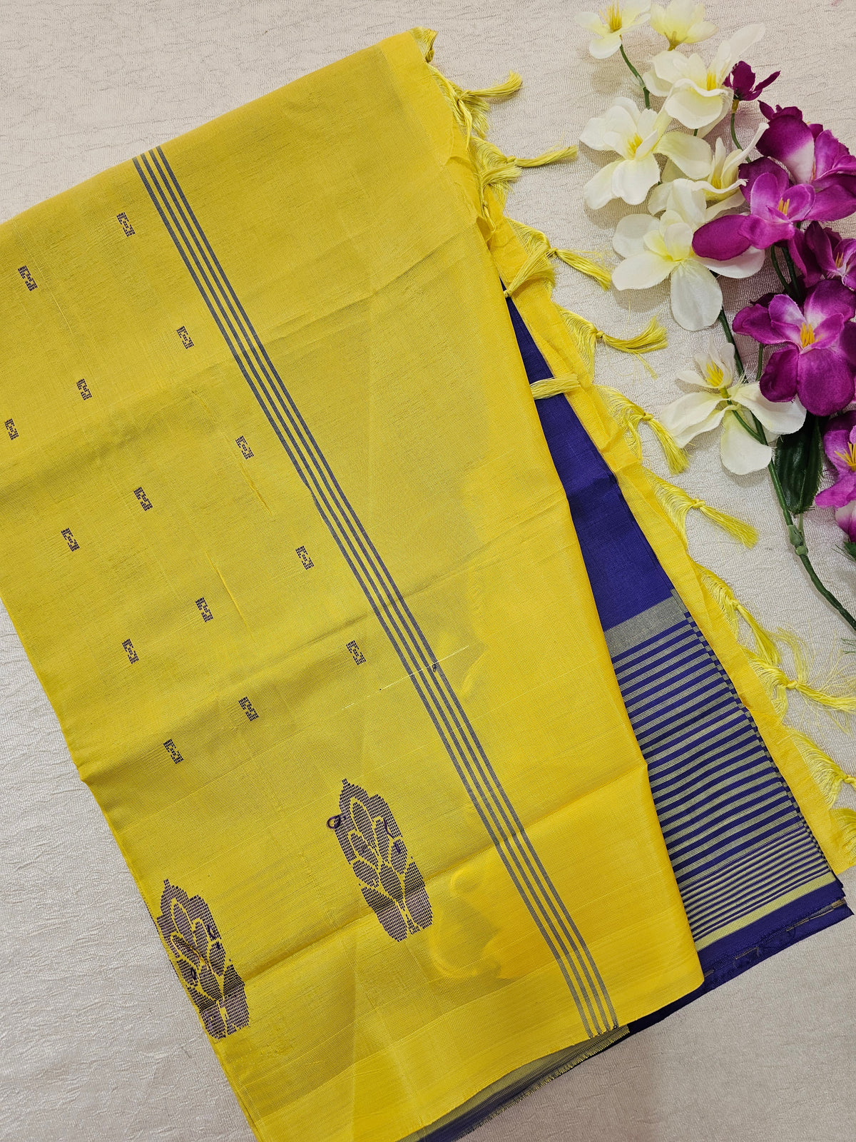 Chinnalampattu Saree - Blue with Yellow