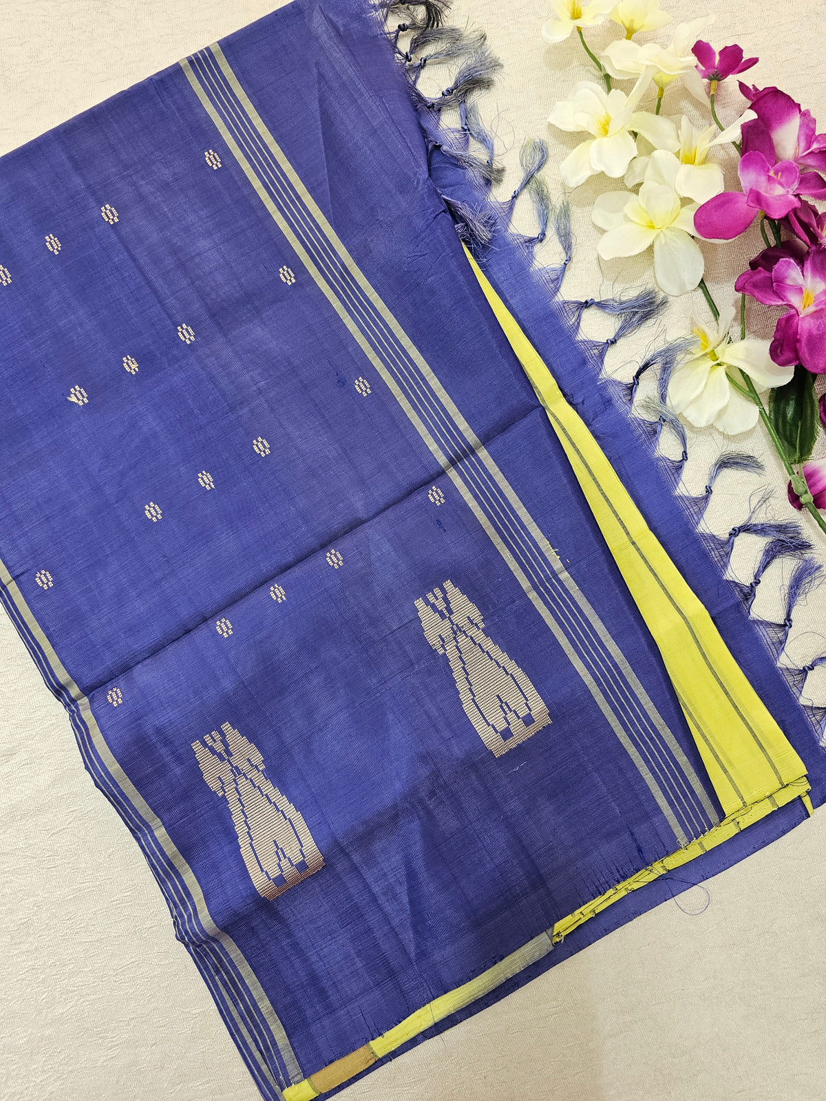 Chinnalampattu Saree - Green with Blue