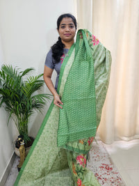 Semi Tussar with Striped Zari Weaving Saree - Green