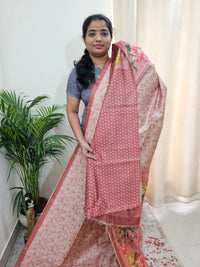 Semi Tussar with Striped Zari Weaving Saree - Onion Pink