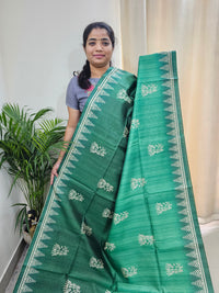 Semi Tussar with Striped Zari Weaving Saree - Dual Shade Green