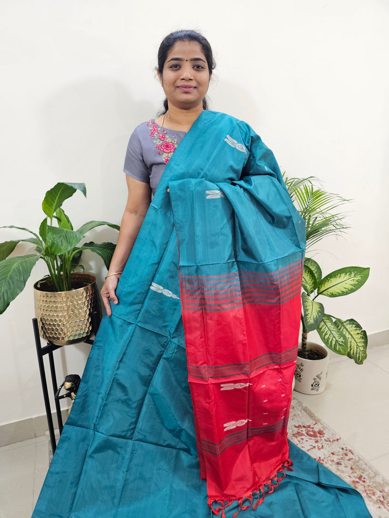 Peacock Green with Red Chinnalampattu Saree with Blouse