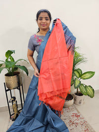 Grey with Dark Peach Chinnalampattu Saree with Blouse