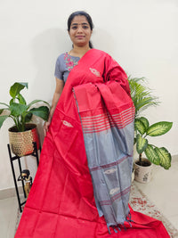 Red with Grey Chinnalampattu Saree with Blouse