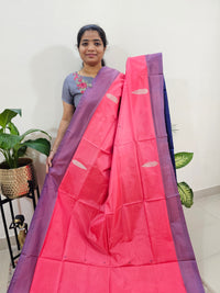 Peachish Pink with Blue Chinnalampattu Saree with Blouse