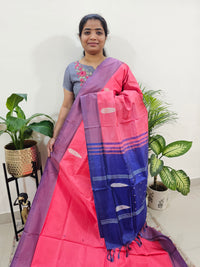 Peachish Pink with Blue Chinnalampattu Saree with Blouse