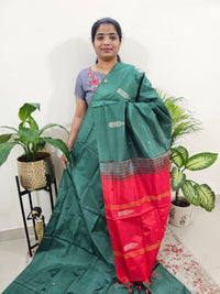 Bottle Green with Red Chinnalampattu Saree with Blouse