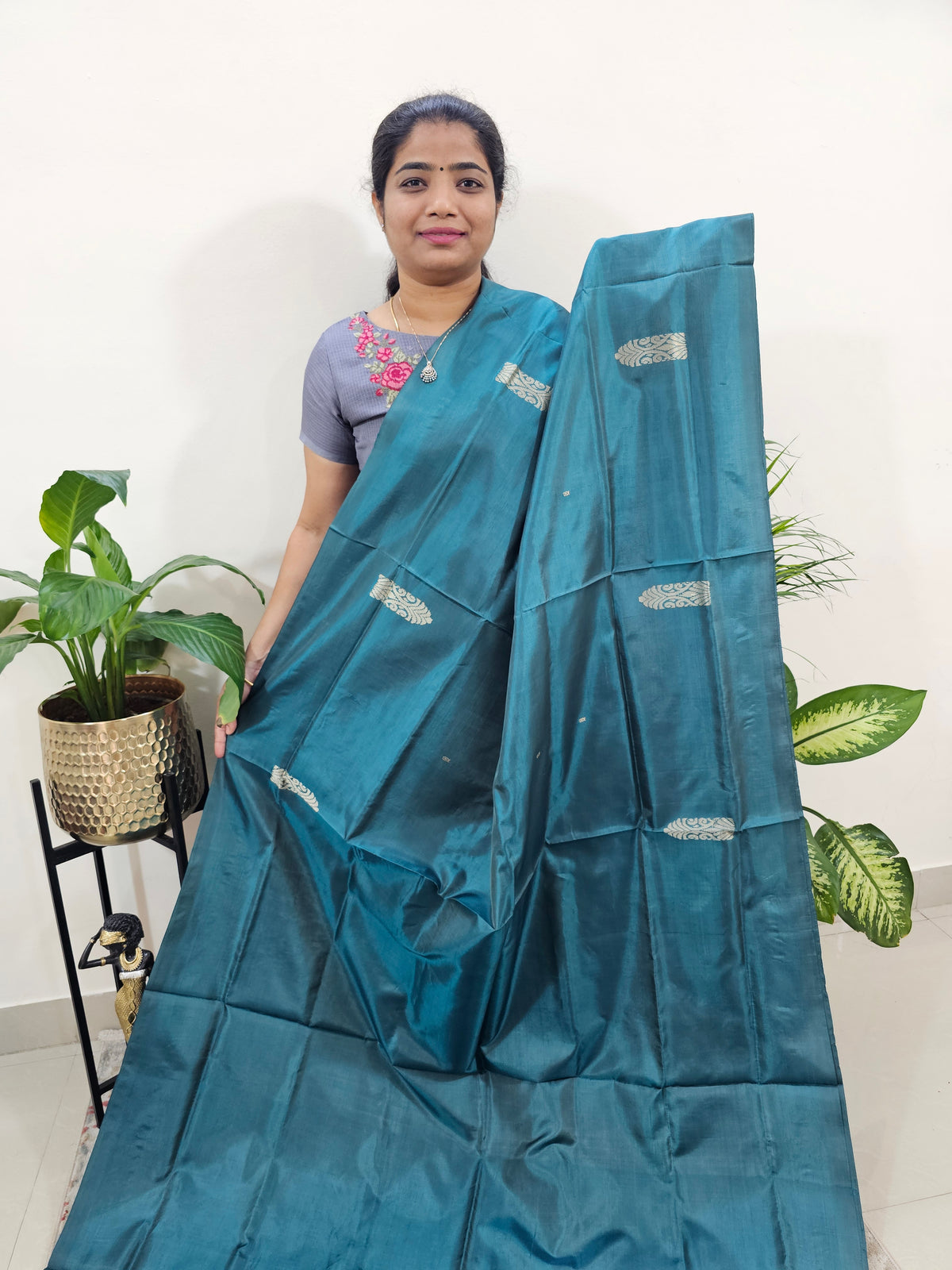 Bottle Green with Peach Chinnalampattu Saree with Blouse