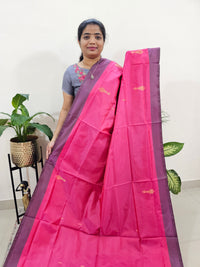 Pink with Bottle Green Border Chinnalampattu Saree with Blouse