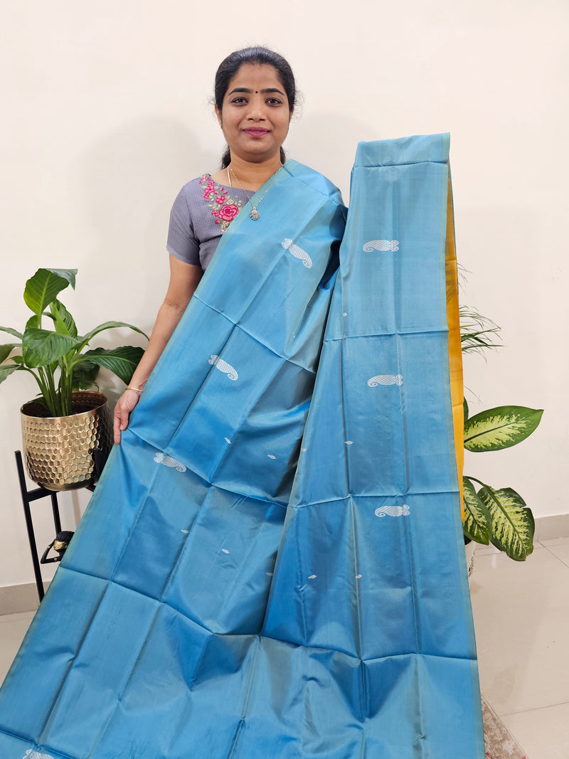 Blue with Yellow Chinnalampattu Saree with Blouse