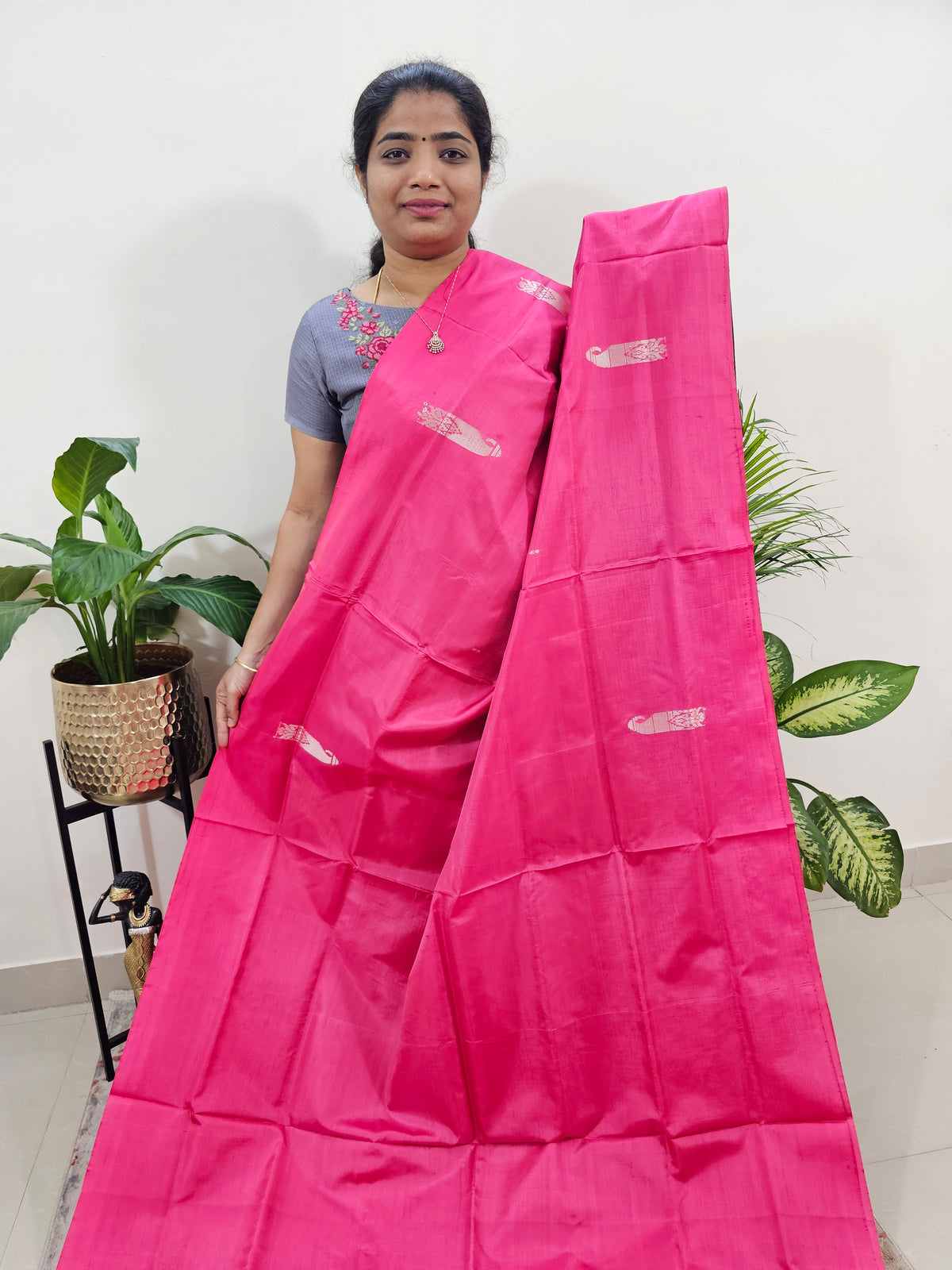 Pink with Grey Chinnalampattu Saree with Blouse