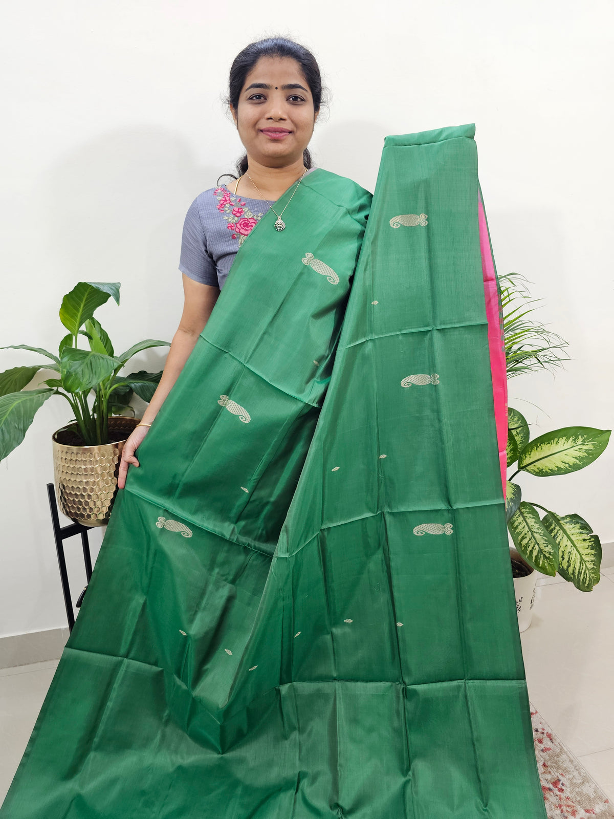 Green with Pink Chinnalampattu Saree with Blouse