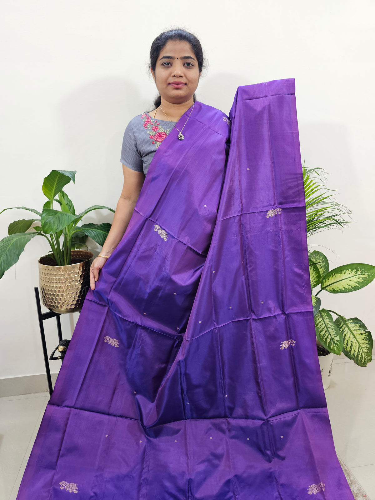 Purple with Sea Green Chinnalampattu Saree with Blouse