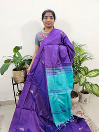 Purple with Sea Green Chinnalampattu Saree with Blouse