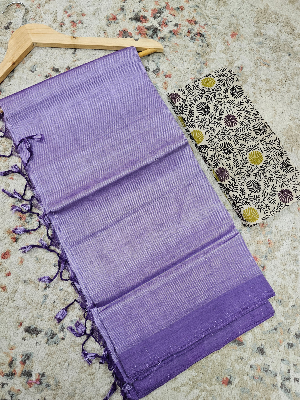 Handwoven Mangalagiri Plain Pattu Saree - Pastel Purple