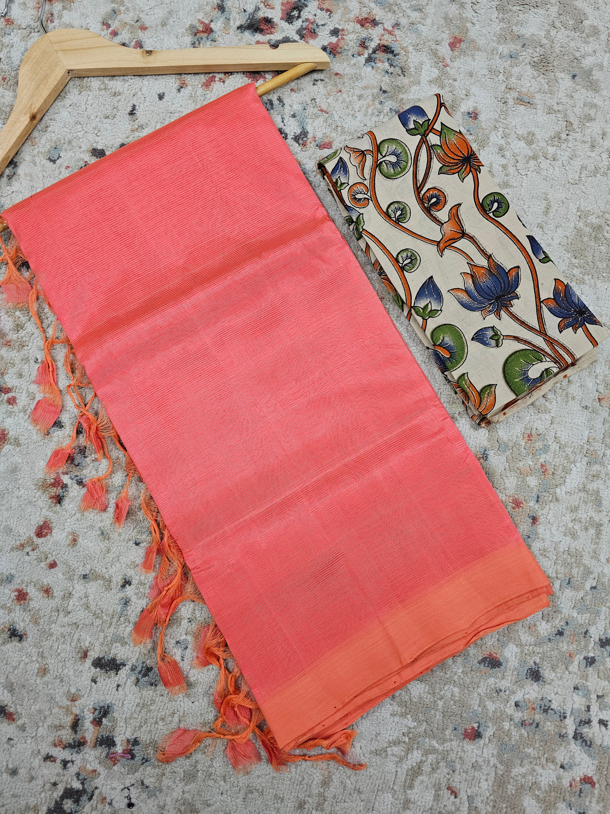 Handwoven Mangalagiri Plain Pattu Saree - Peach