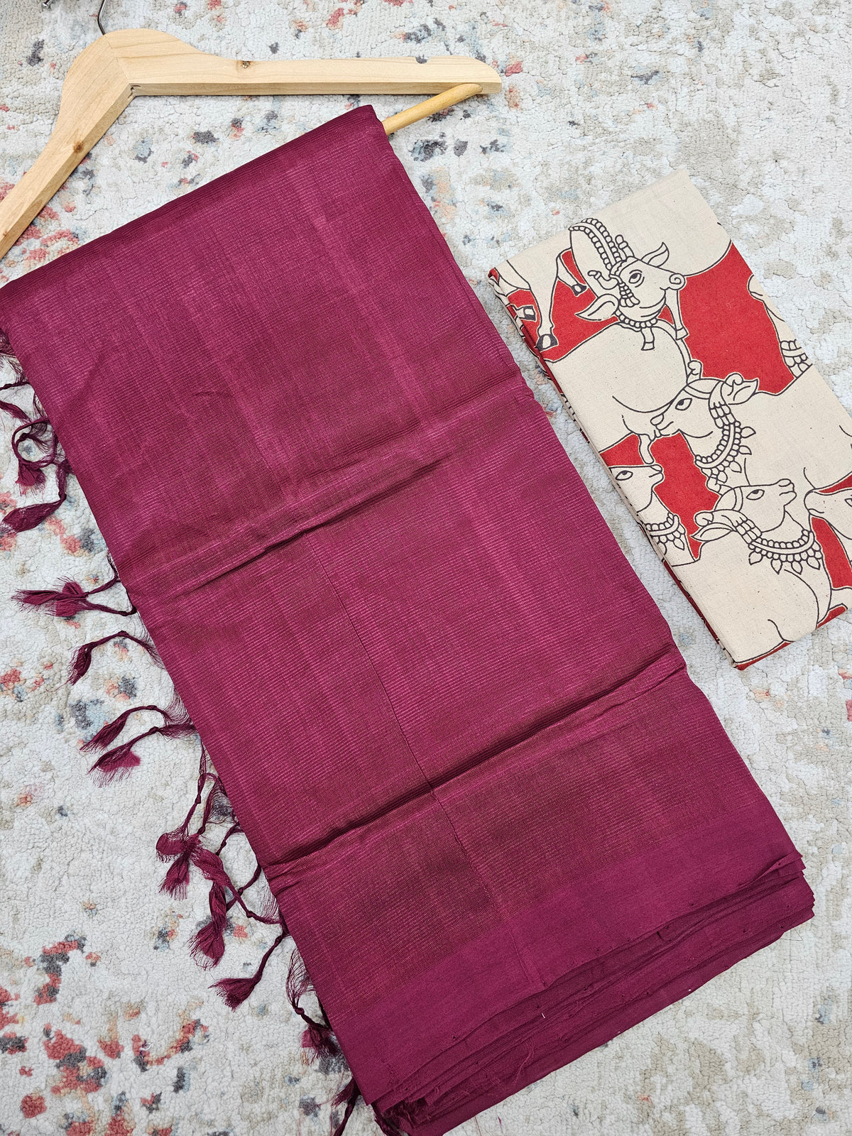 Handwoven Mangalagiri Plain Pattu Saree - Maroon