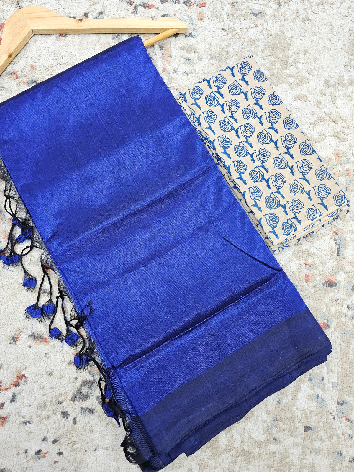 Handwoven Mangalagiri Plain Pattu Saree - Blue