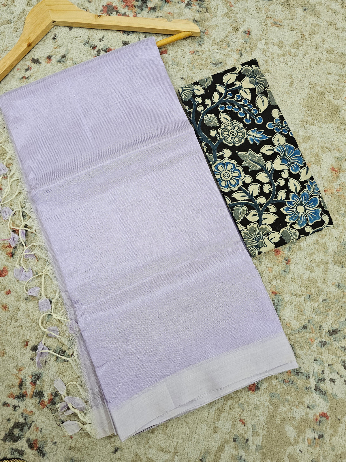 Handwoven Mangalagiri Plain Pattu Saree - Lavender