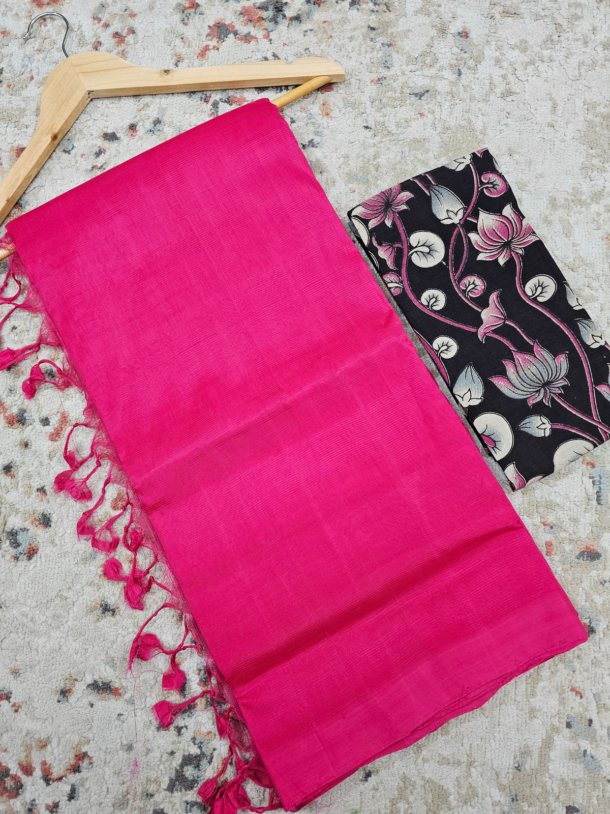 Handwoven Mangalagiri Plain Pattu Saree - Pink