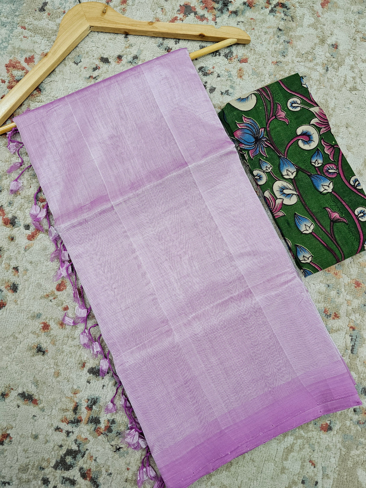 Handwoven Mangalagiri Plain Pattu Saree - Pastel Purple