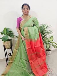 Green with Orange Pallu Chinnalampattu Small Border Saree