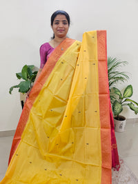 Yellow with Pink Chinnalampattu Border Saree